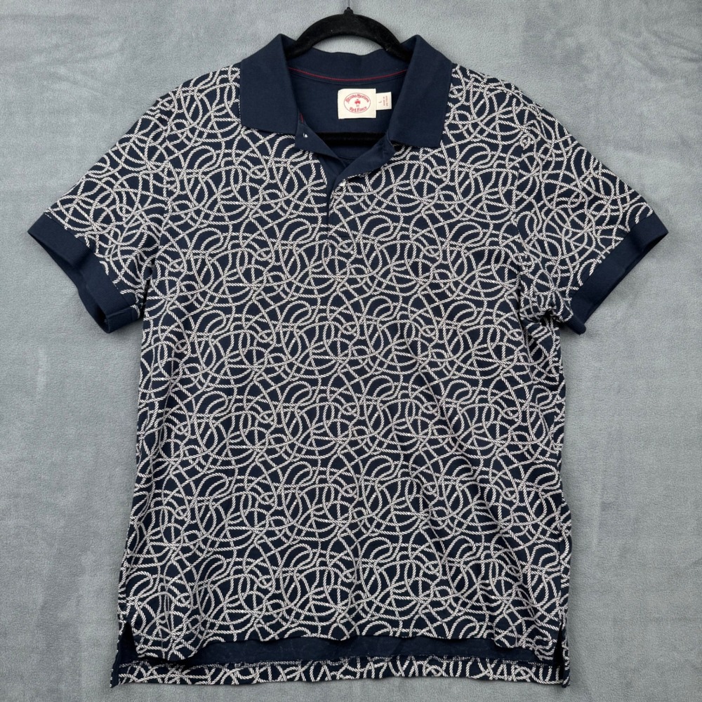 Brooks Brothers Red Fleece‎ Mens Navy Rope Pattern Polo Shirt Size Large